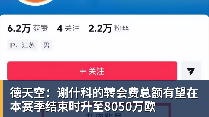德天空：谢什科的转会费总额有望在本赛季结束时升至8050万欧